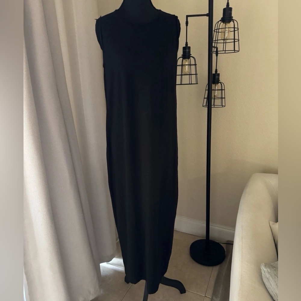 Eileen Fisher Long Jersey Tank Dress Black Size XS Sleeveless